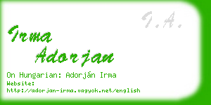irma adorjan business card