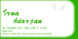 irma adorjan business card